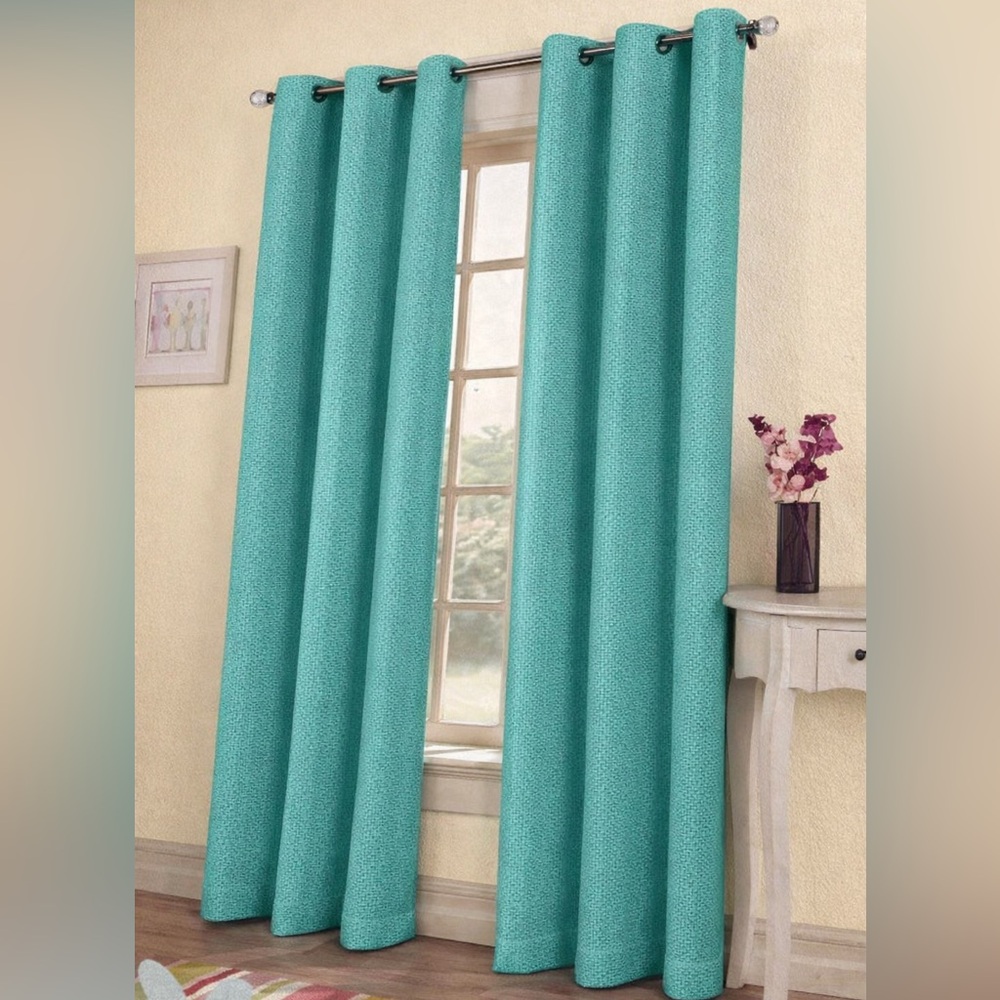 NEW - MAYA - Turquoise Grommet Panel Curtains - 48”W x 84”L